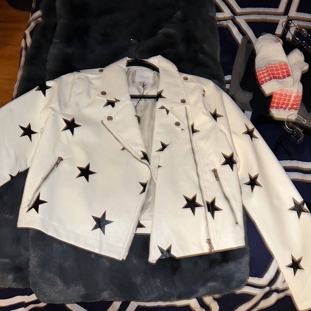 Black & White Faux Leather Jacket